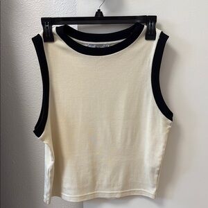 Mango Black and Cream Sleeveless Top